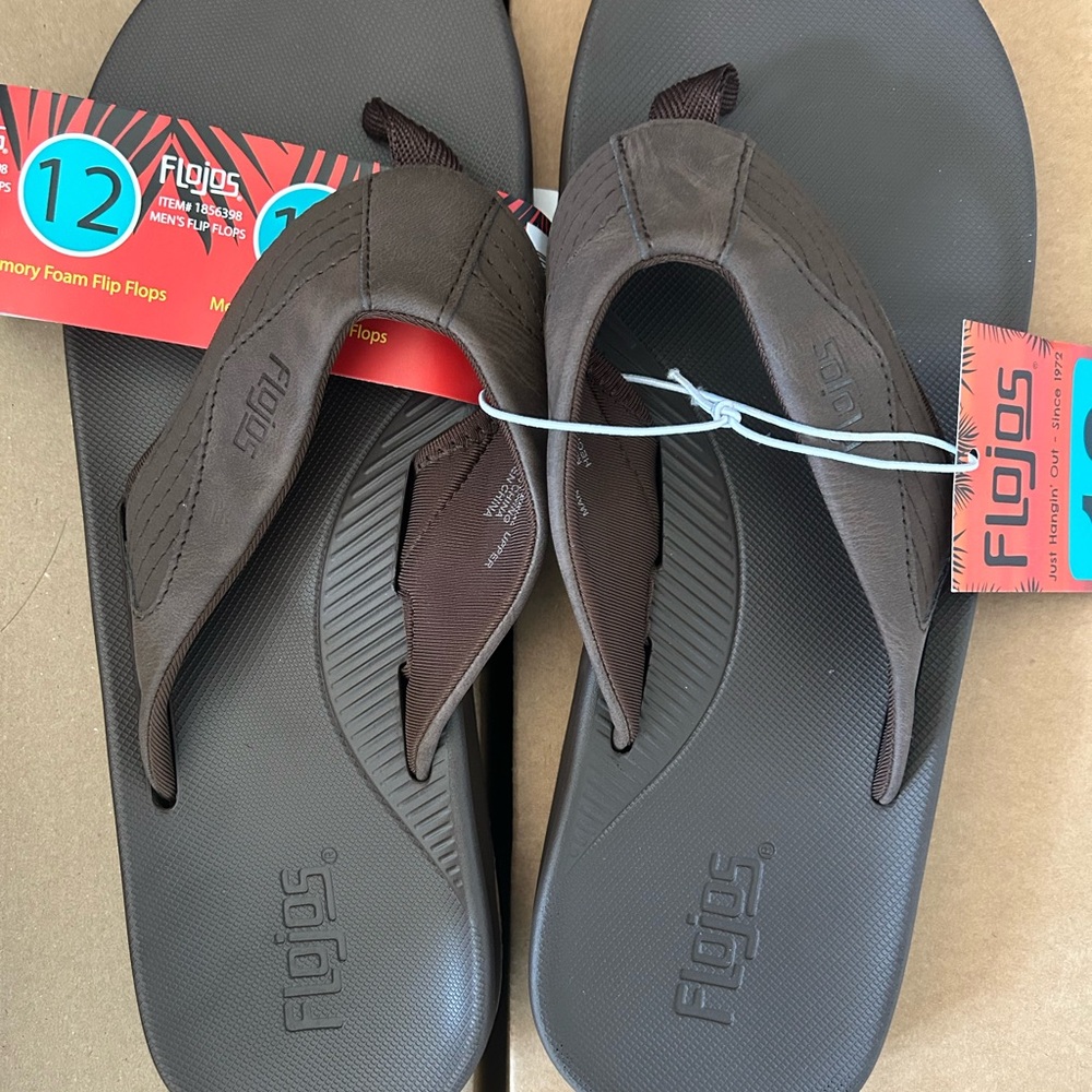 NWT Flojos Men's Dark Brown Sandals size 12
